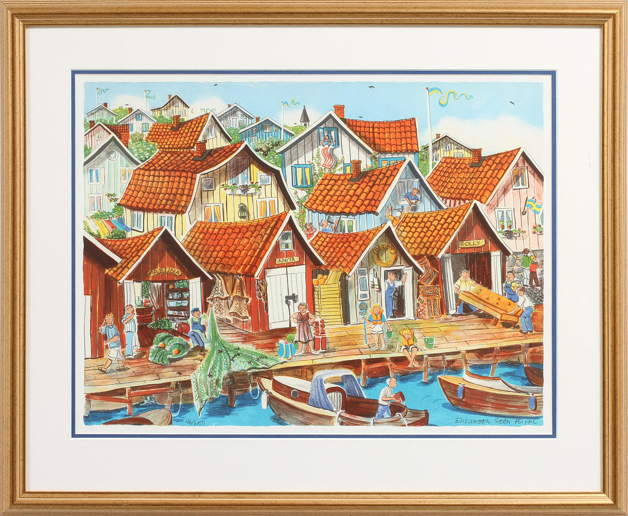 ELISABETH RIPPE. "Smögen", färglitografi, signerad och numrerad 46/250.