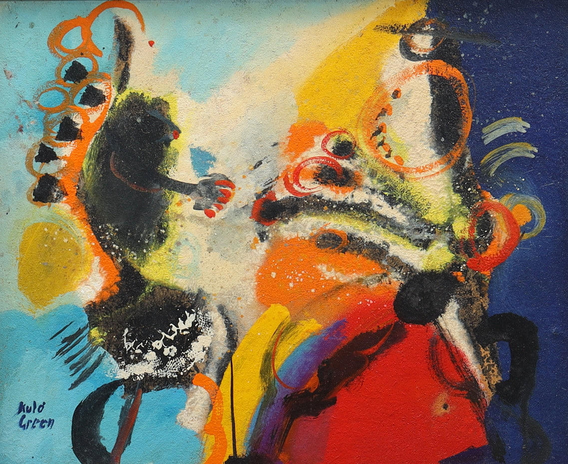 KULO GREEN. Composition, Oil on chipboard, Titled 
