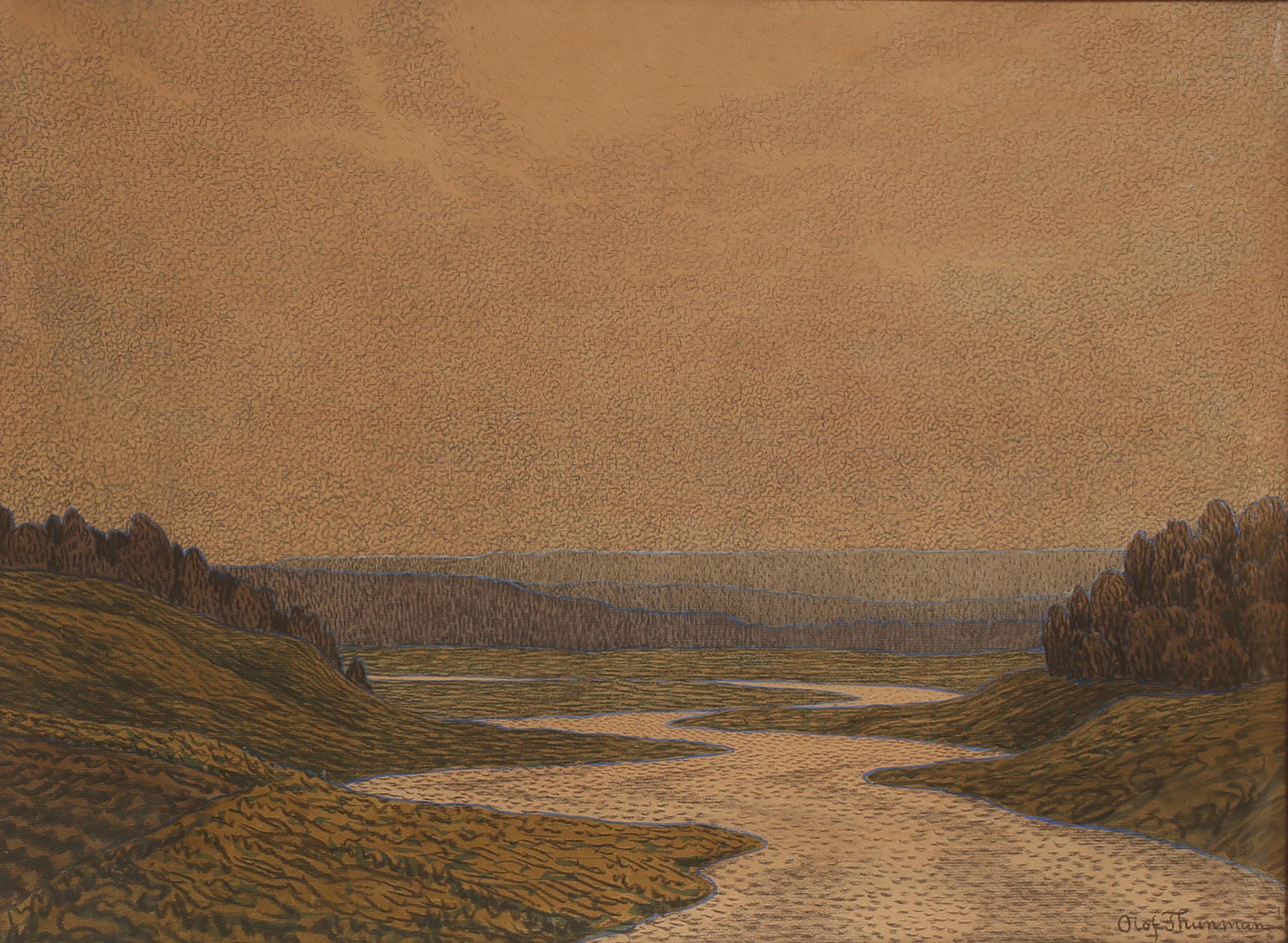 OLOF THUNMAN. Blandteknik, signerad 1919. Konst - Måleri - Auctionet