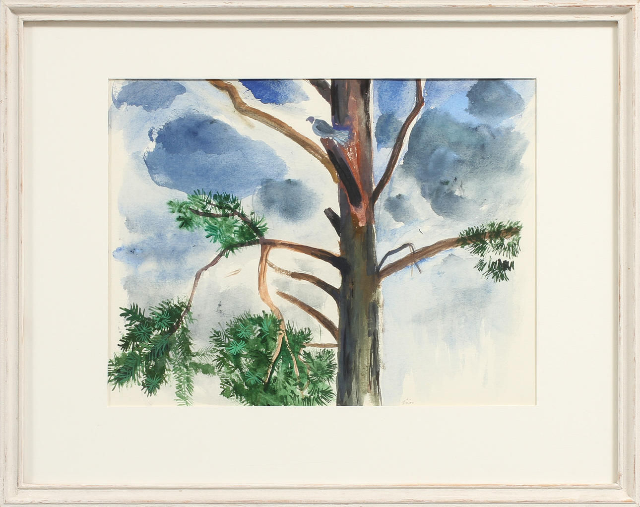 EVY LÅÅS. "Skogduvan i min trädgård, akvarell, signerad.