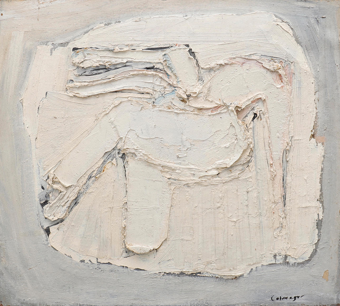 GÖSTA CALMEYER. KOMPOSITION I VITT OCH BLÅTT.