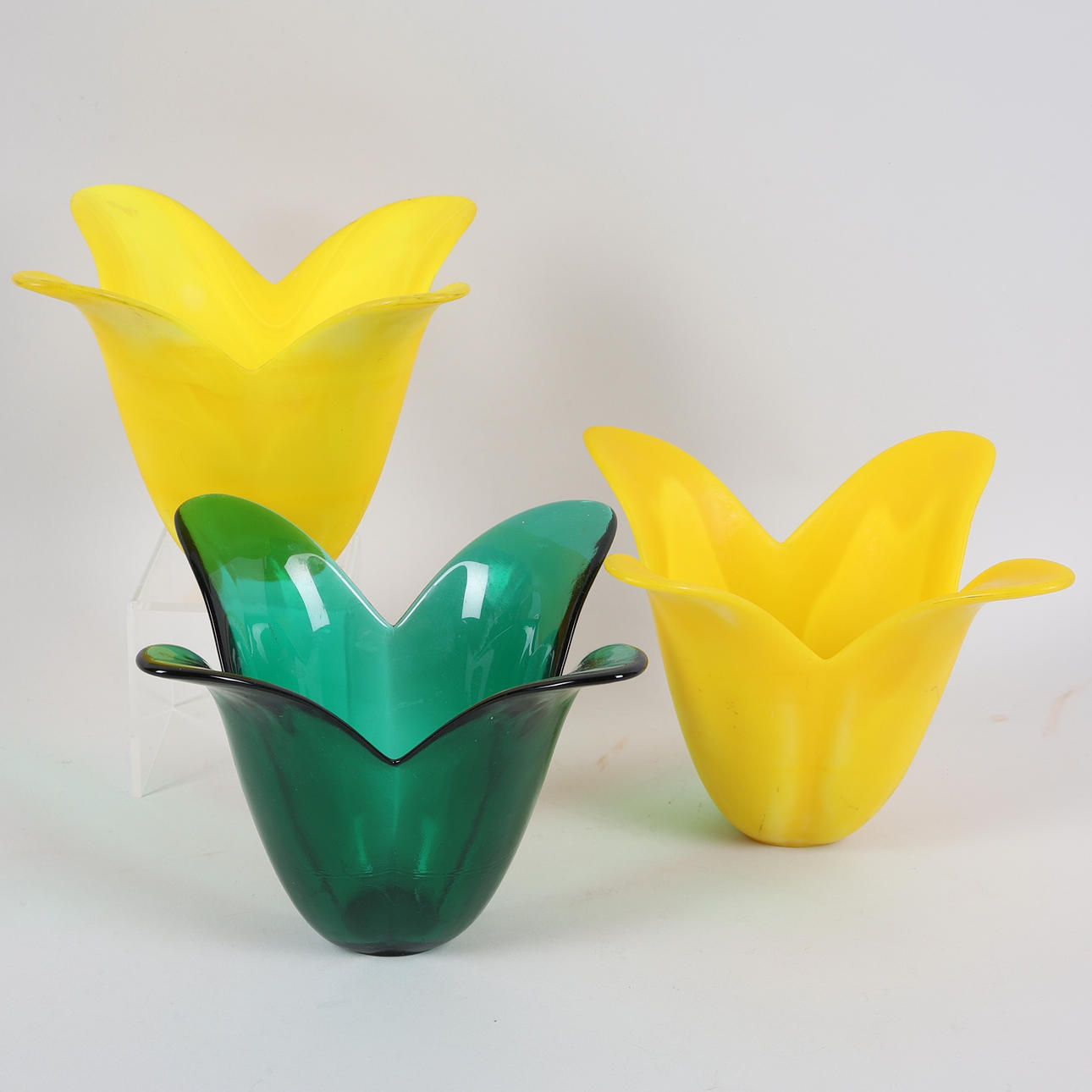 SKÅLAR, 3 st, tulpanformade, glas.