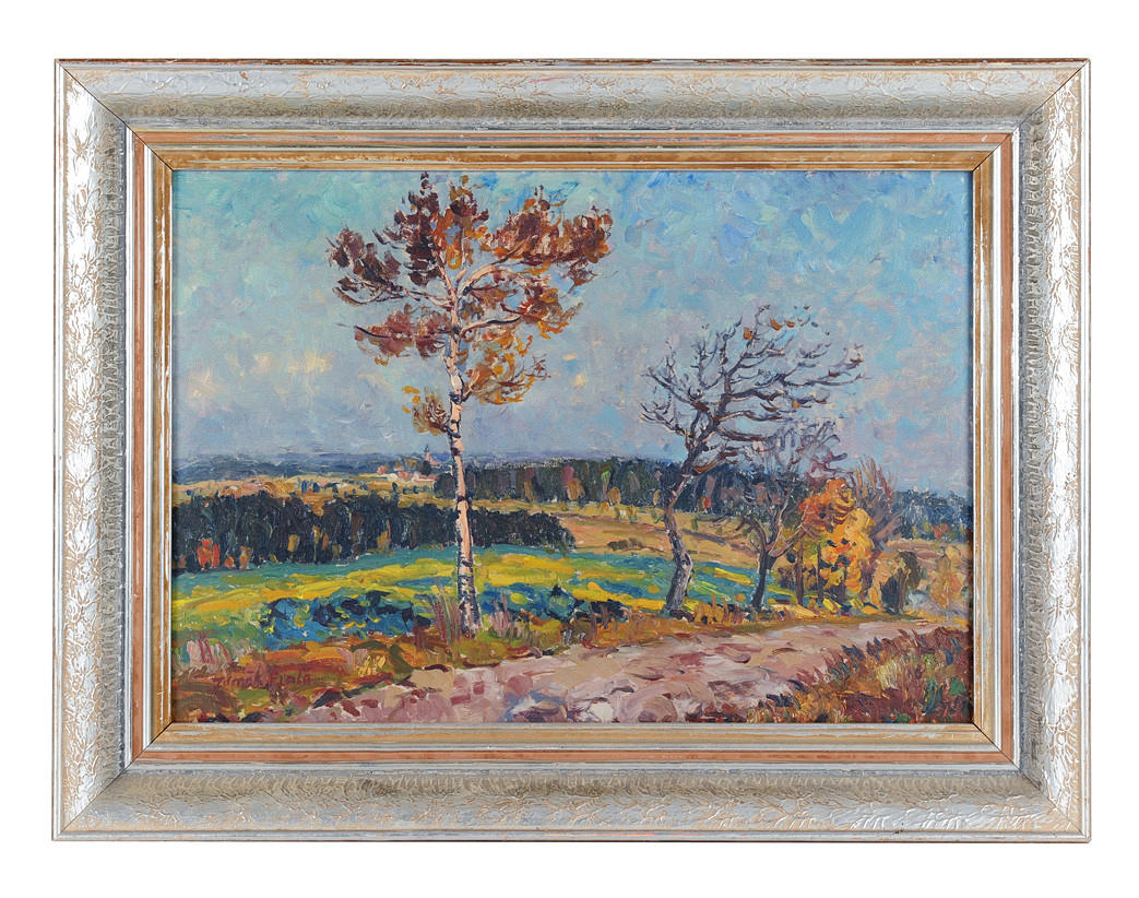 ZDENEK FIALA. OLJEMÅLNING INTRYCK AV ETT HÖSTLANDSKAP.