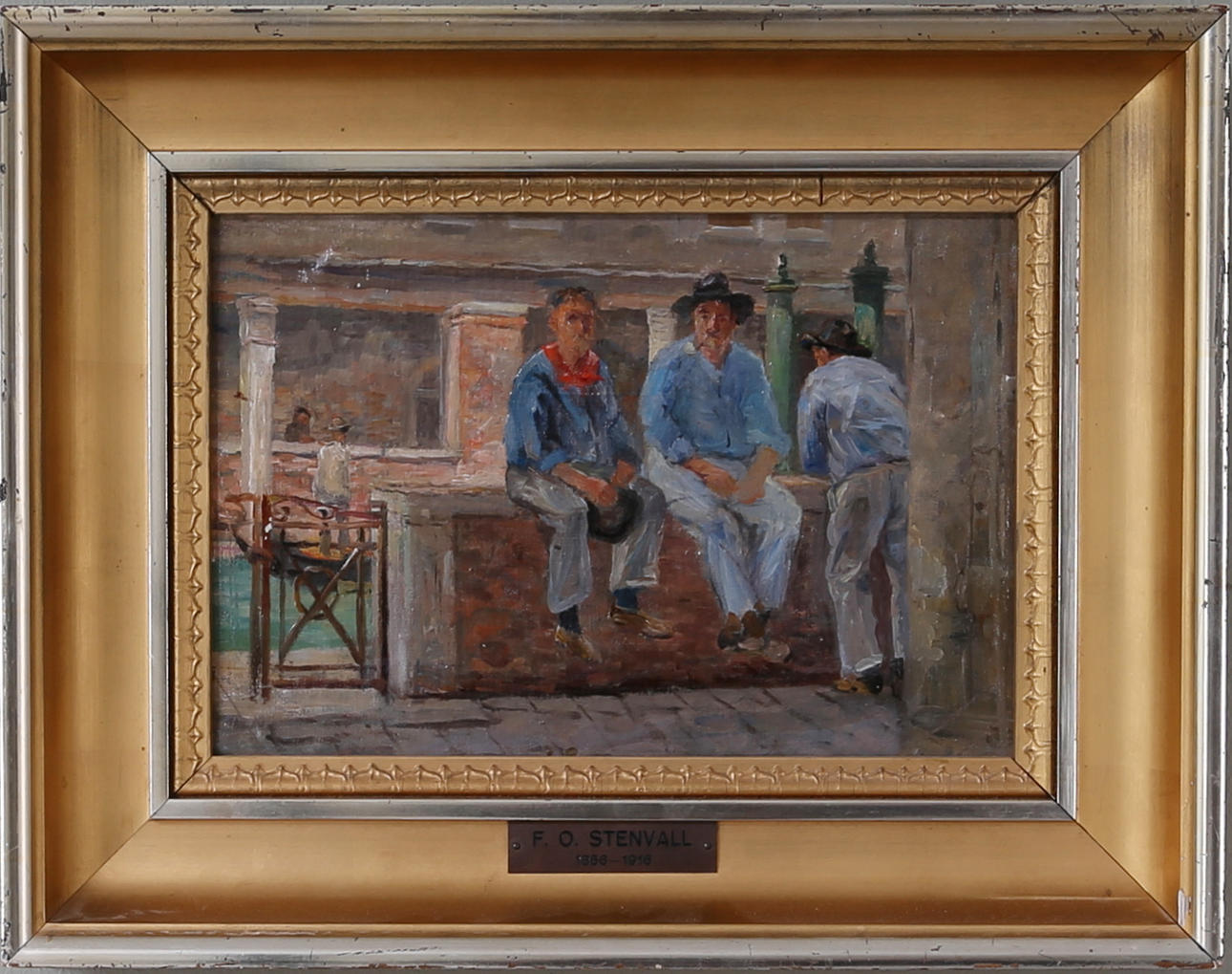 OIDENTIFIERAD KONSTNÄR. Figurscen, olja på duk.