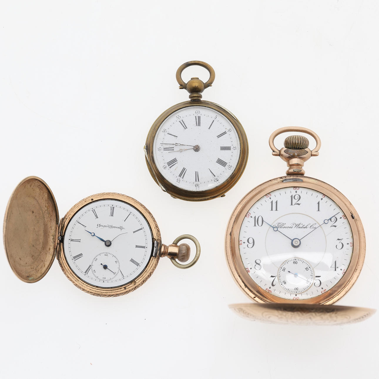 POCKET WATCH, 3 pcs, gold ouble.