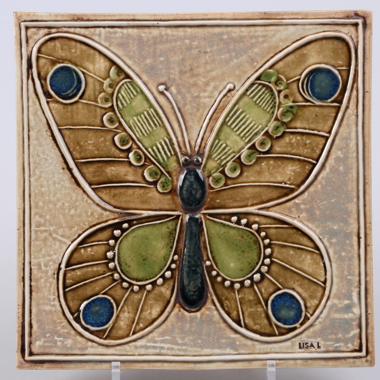 VÄGGRELIEF, stengods, fjäril, Lisa Larson, Gustavsberg.