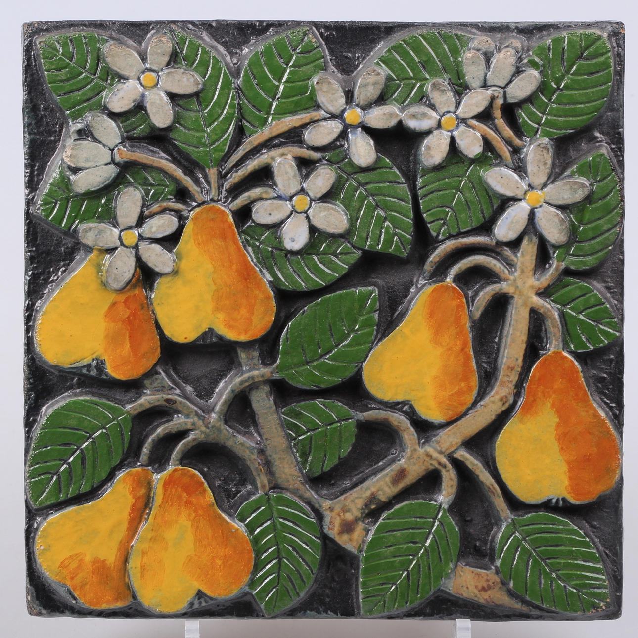 VÄGGRELIEF, stengods, päron, Lisa Larson, Gustavsberg.