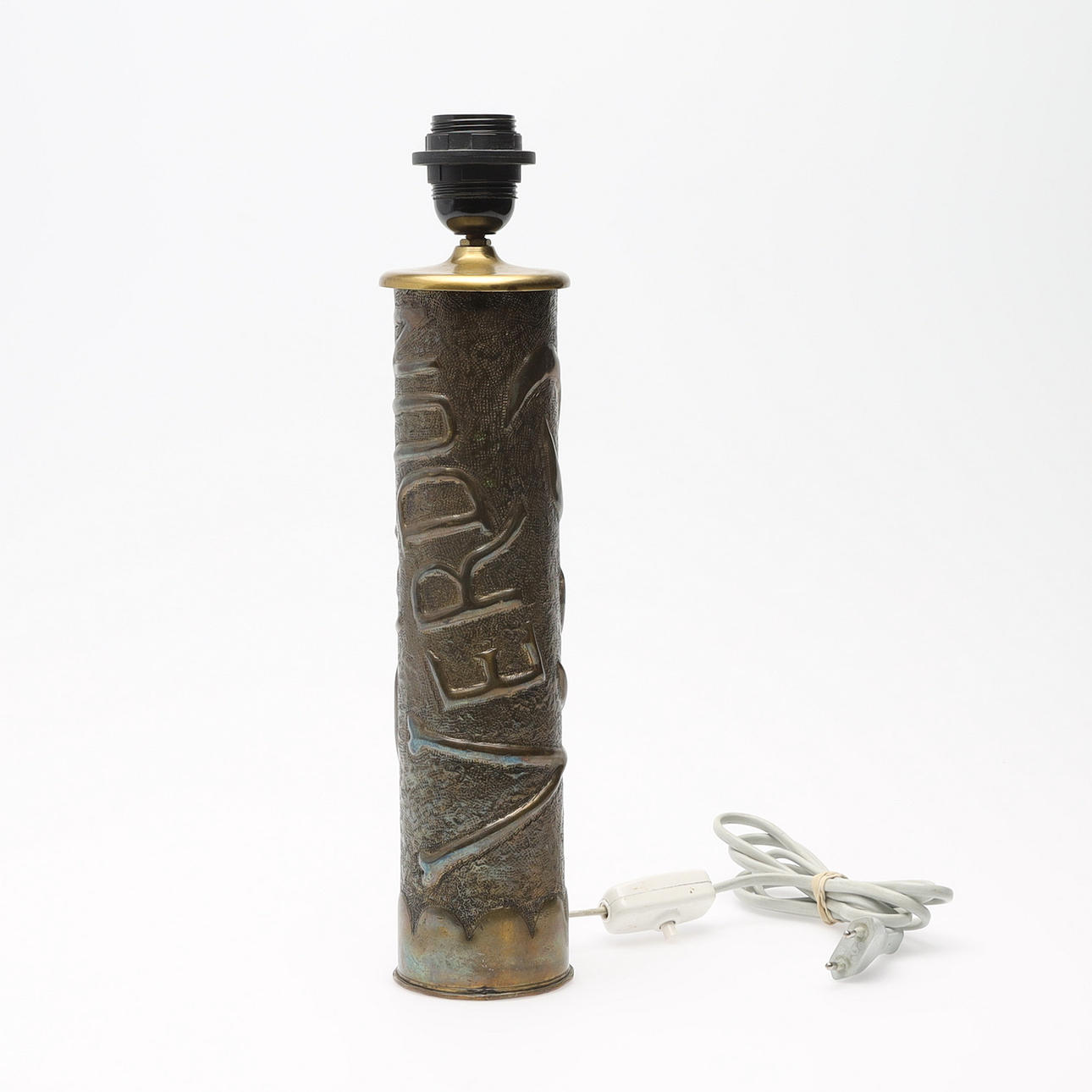 TABLE LAMP, brass, trench art, 1918 Verdun.