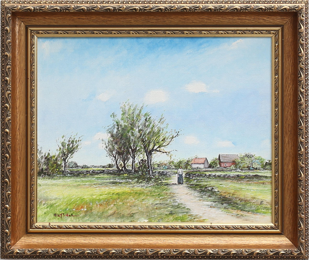 OLOF TRÄNK. "Väg över fält". Olja på duk, signerad.