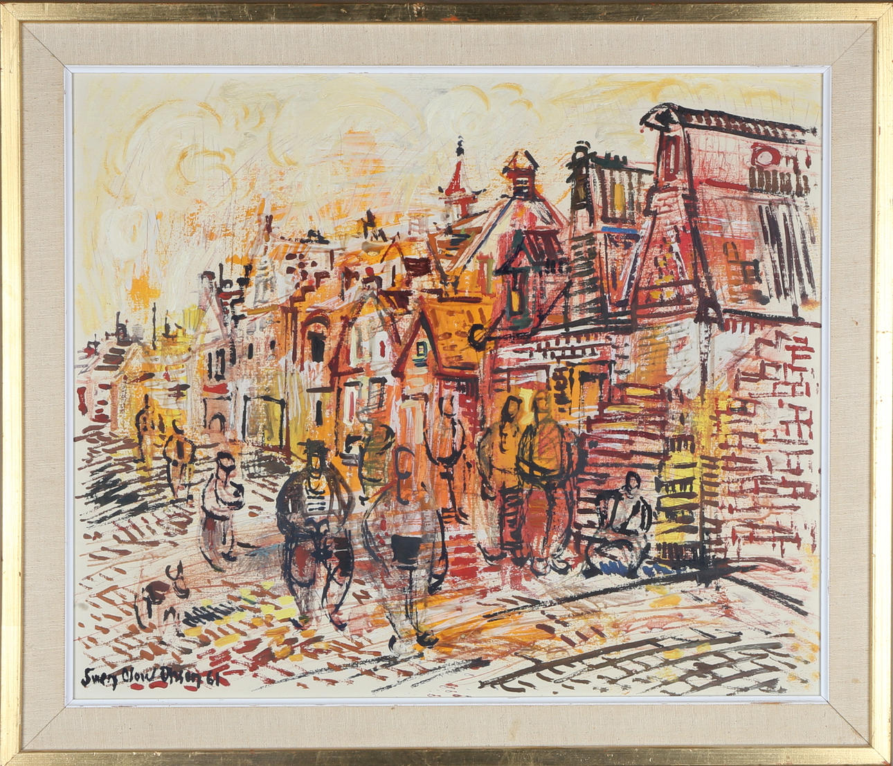 SVEN OLOW OLSSON. "Volendam", olja på masonite, signerad och daterad Sven olow Olsson.