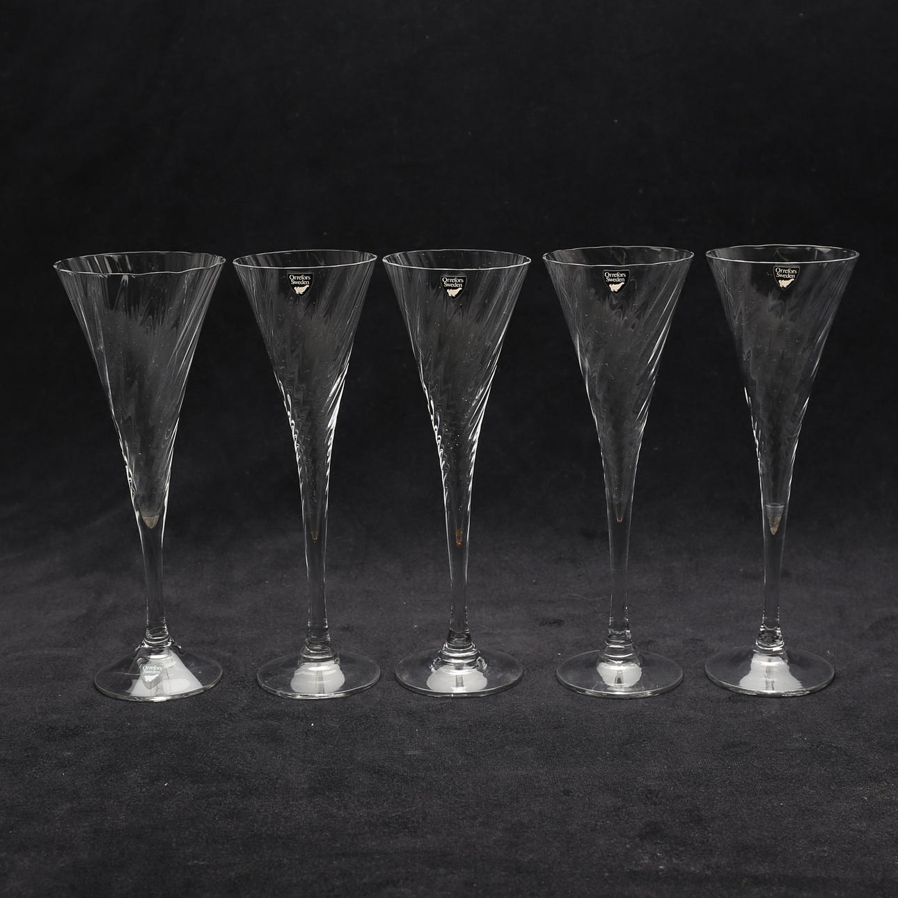 CHAMPAGNEGLAS, 5 st, "Helena", Gunnar Cyrén, Orrefors.