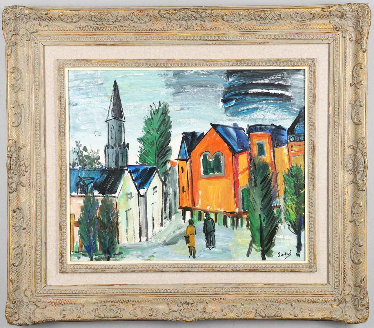 CARLOS NADAL (1917-1998). LE MATIN: SCENE IN A TOWN SQUARE.