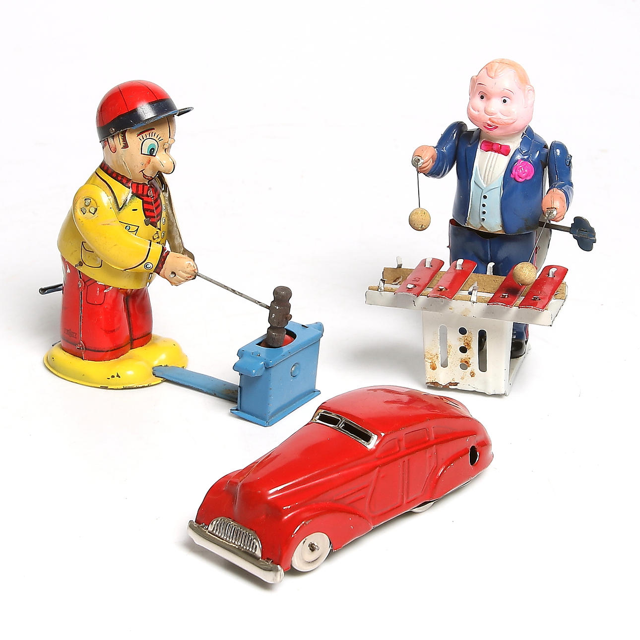 LEKSAKER, 3 st, plåt, Japan, England. 1900-talets mitt.