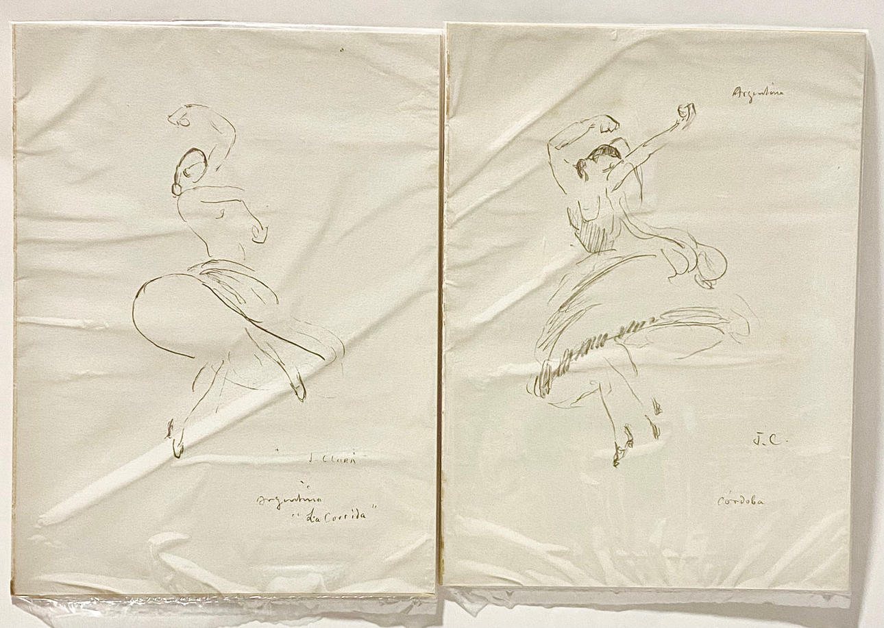 JOSÉ CLARÁ. "LA ARGENTINA", THREE LITHOGRAPHS SIGNED IN PLATE ON PAPER.