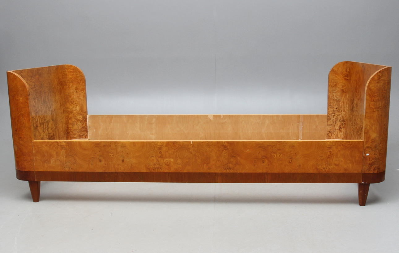 BED, partly walnut, model "Sonja", Nordiska Kompaniet, designed 1937.
