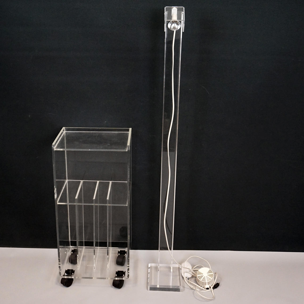 SHELF and FLOOR LAMP, plexiglass.