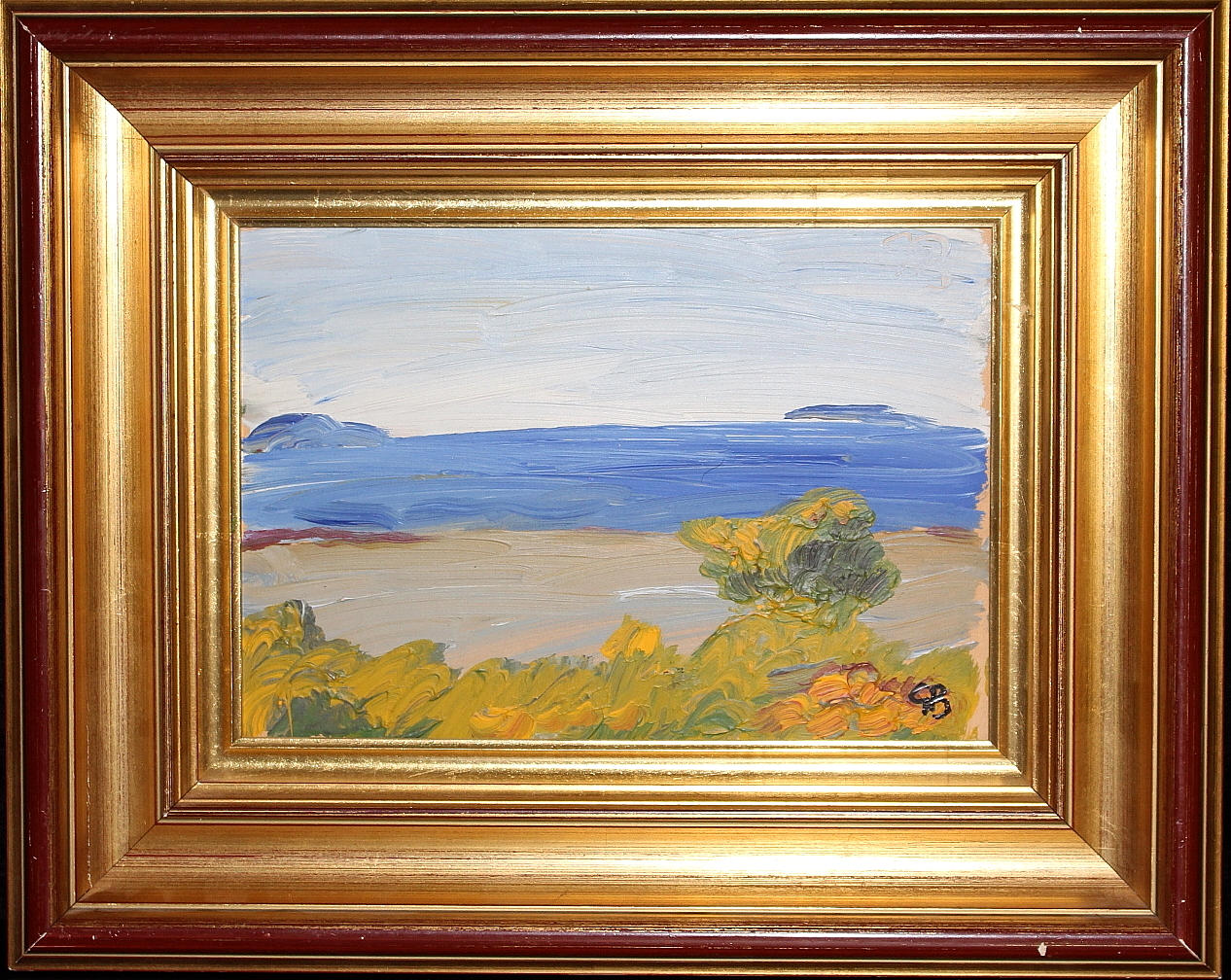 GÖRAN BRUNIUS. olja på pannå, kustmotiv, monogramsignerad, GB.