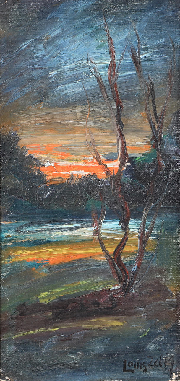 LOUIS ZELIG. Landscape, oil on Board, signed.