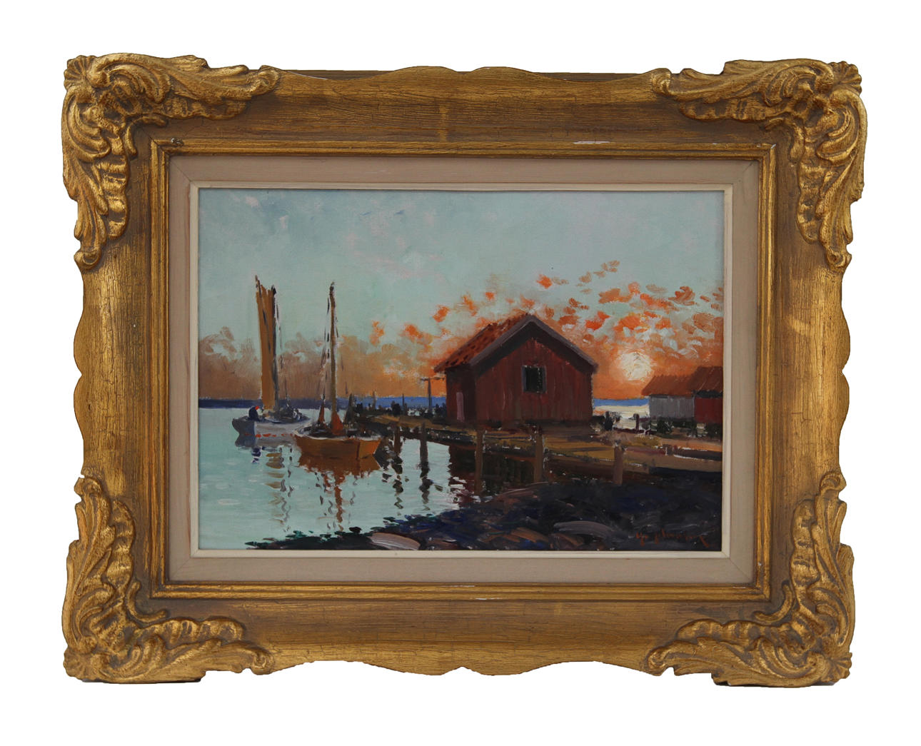YO JOHANSSON. Sjöbod. Olja på duk, signerad.