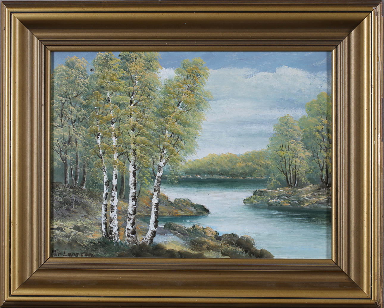 PER LARSSON. Spring landscape, oil on canvas, signed.