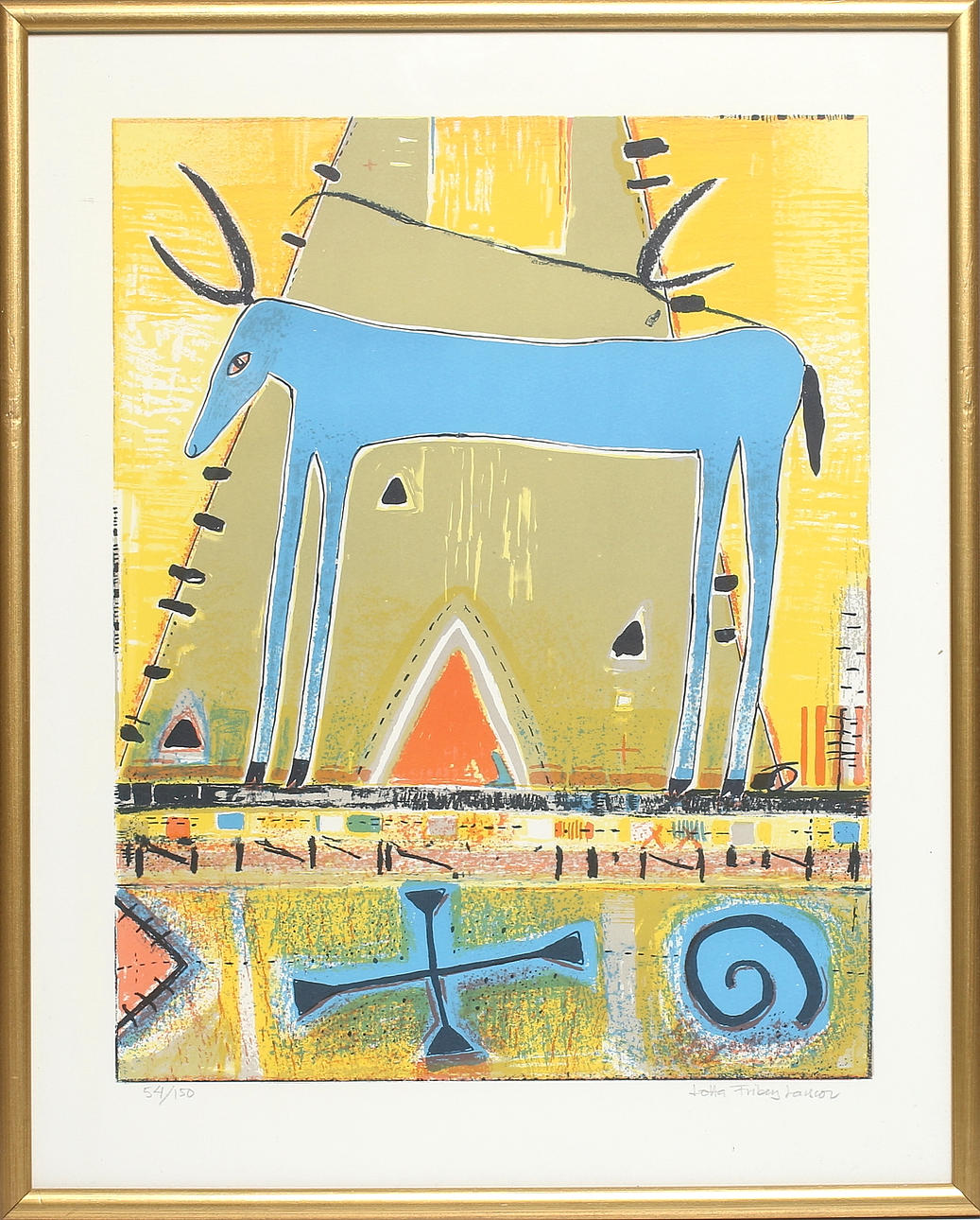 LOTTA FRIBERG LARSSON. Komposition med ren, färglitografi, signerad och numrerad 54/150.