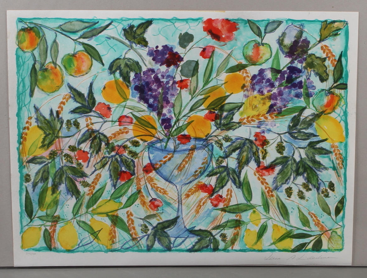 LENA LINDERHOLM. Blommor, färglitografi, signerad och numrerad 274/1750.