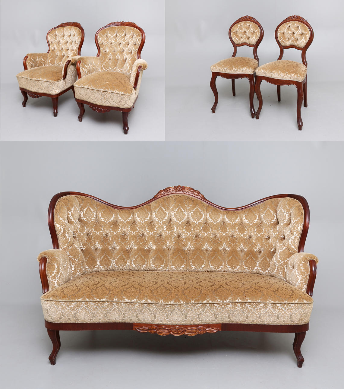 SALONGSGRUPP, 5 delar, Rokokostil, 1950-tal.