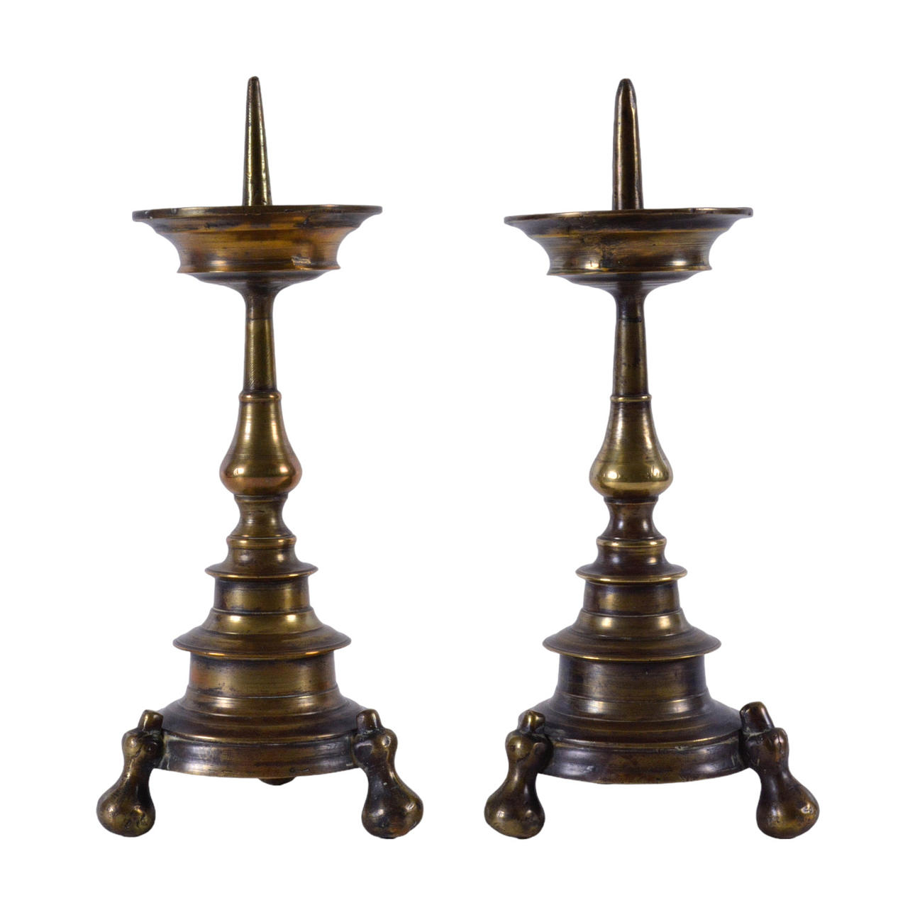 CANDLESTICKS, bronze, 17th century.