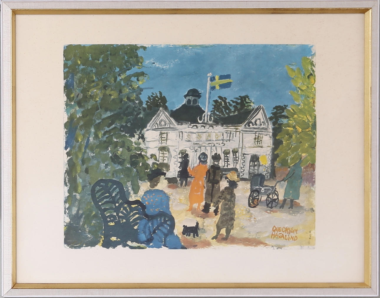 OLLE OLSSON HAGALUND. Parkmiljö, offsettryck, signerad.