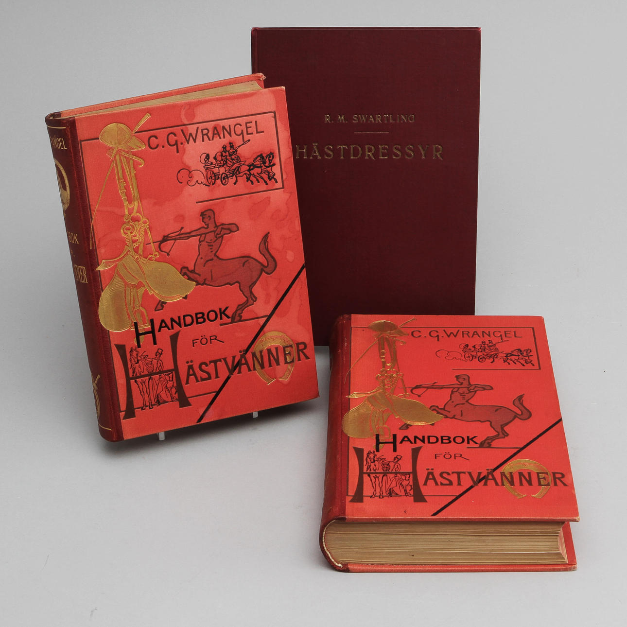 BÖCKER 2 volymer, "Handbok för Hästvänner" C.G Wrangel, Albert Bonniers Förlag, Stockholm 1887.