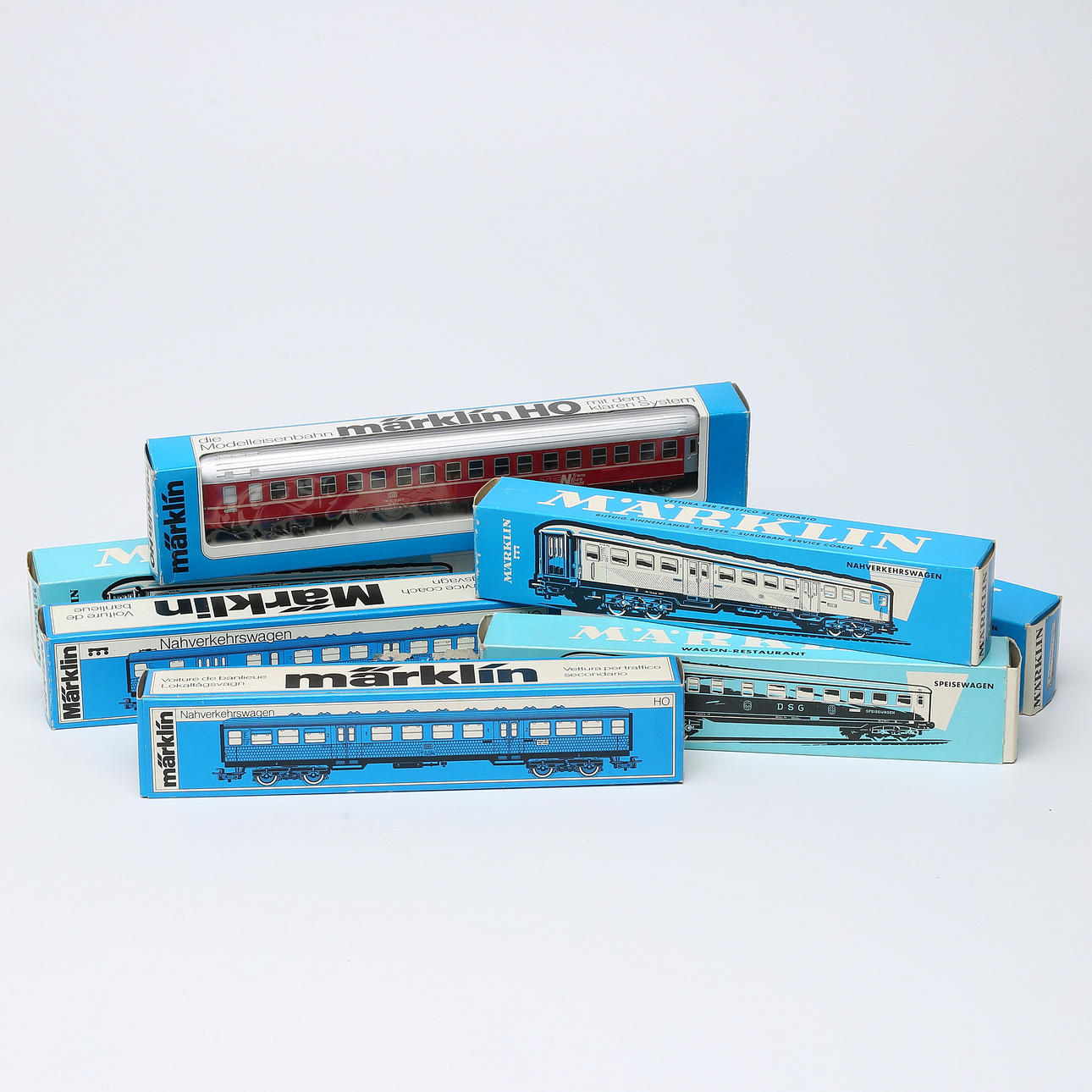 MÄRKLIN 7 bogie wagons, original packaging. Toys - Toys - Auctionet