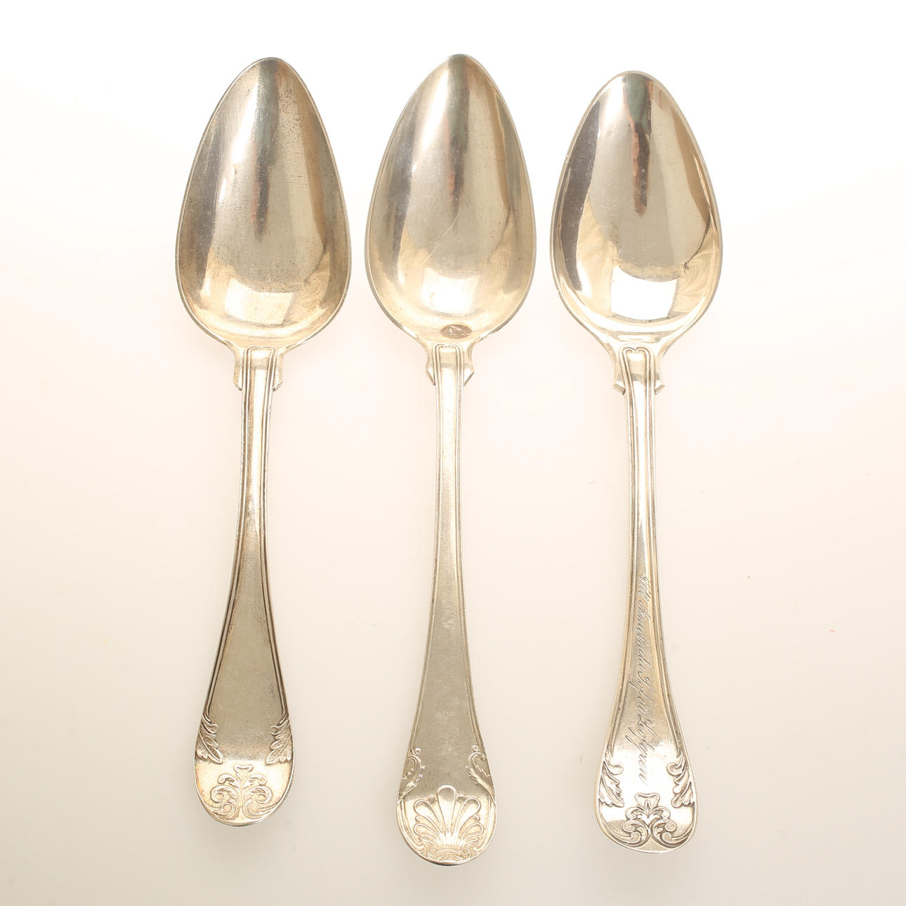 SPOONS, 3 pieces, silver, 19th century.