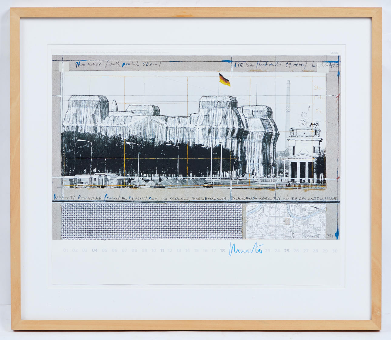 CHRISTO. Farblithographie, 'Wrapped Reichstag'.