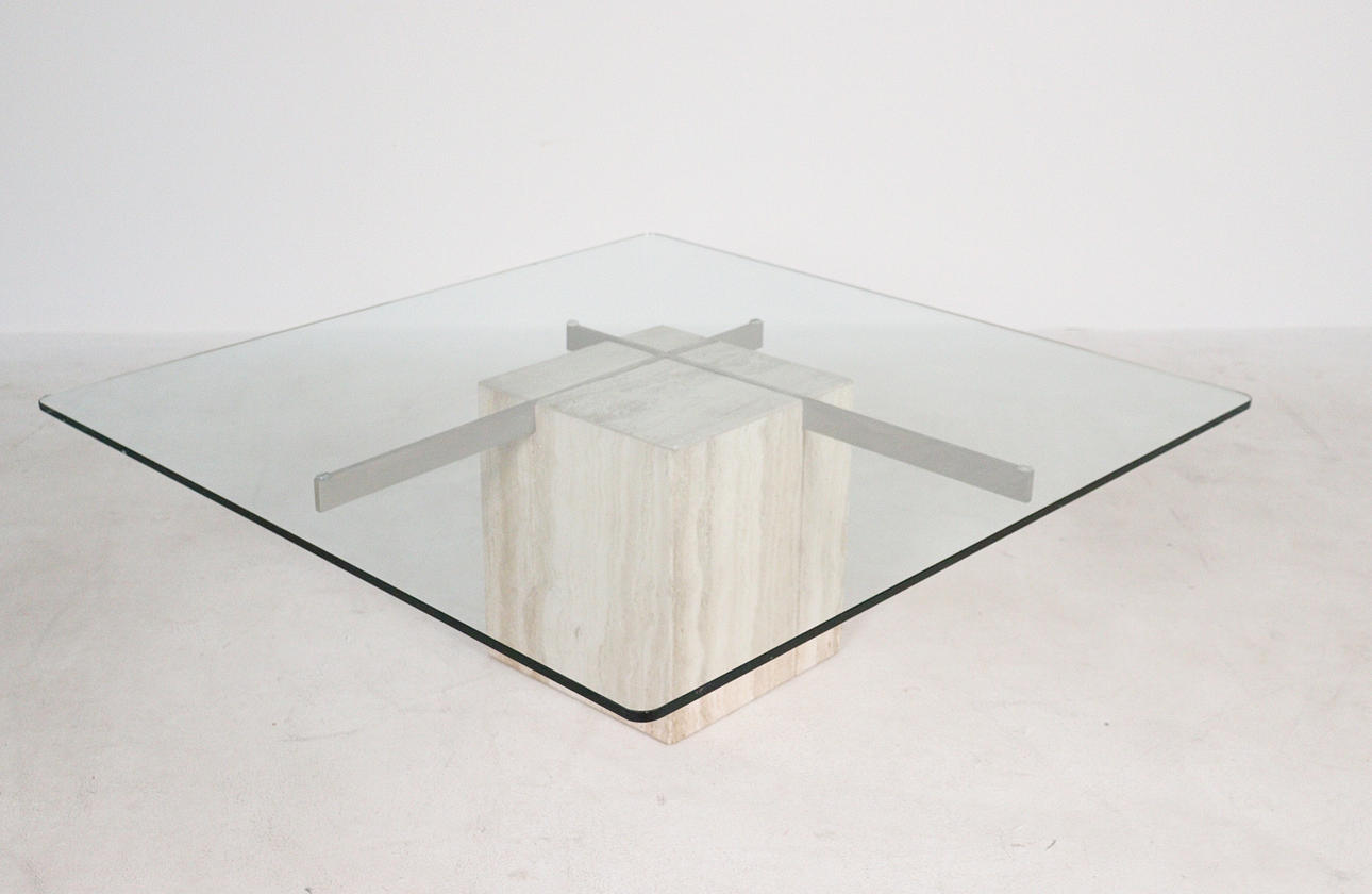 Artedi Travertine Coffee Table/Side Table, Italy, 1970s.