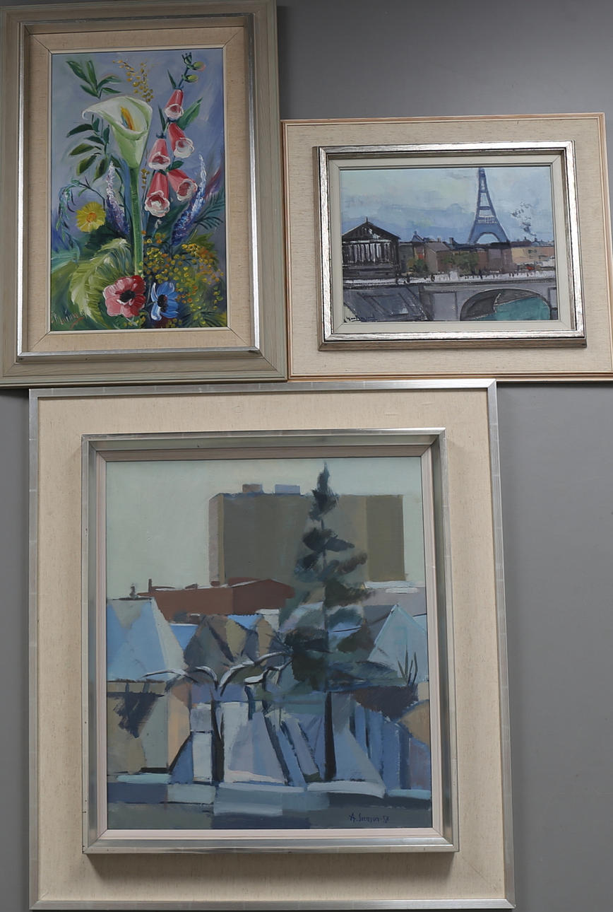 PARTI TAVLOR, 3 st, oljemålningar, bl.a Gunnar Berglund.