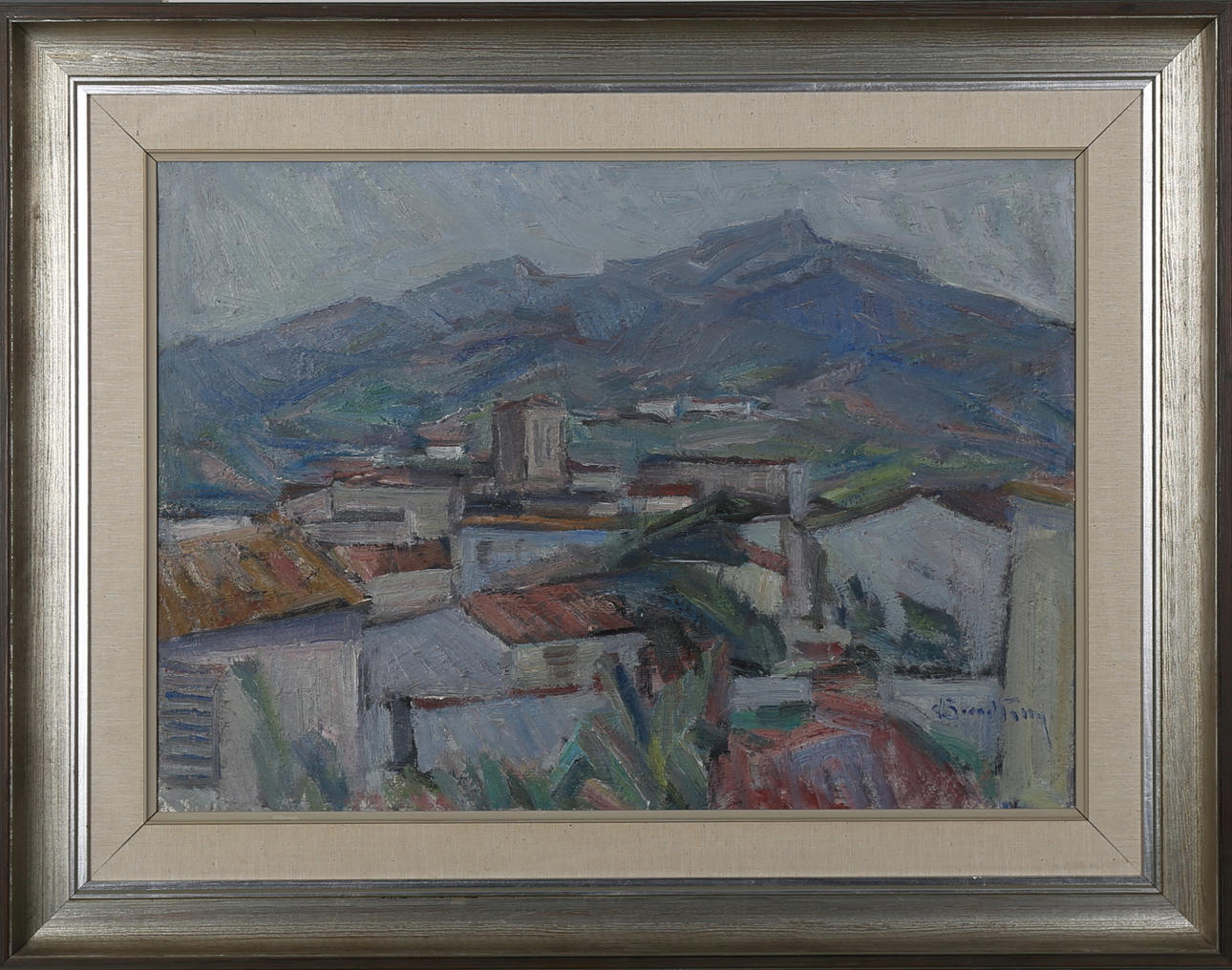 CARL ALBIN BERNDTSSON. Olja på duk, stadslandskap, 1900-talets första hälft, signerad.