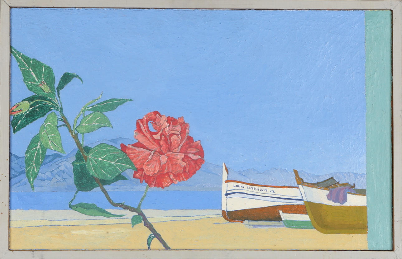 LOUIS LINDHOLM. "Kust", olja på träpannå, signerad och daterad Louis Lindholm 72.