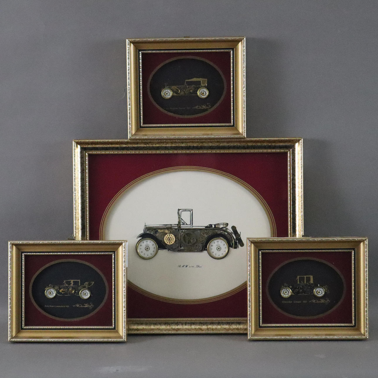 ! KEN BROADBENT. 4 Oldtimer-Collagen - England 20. Jh.