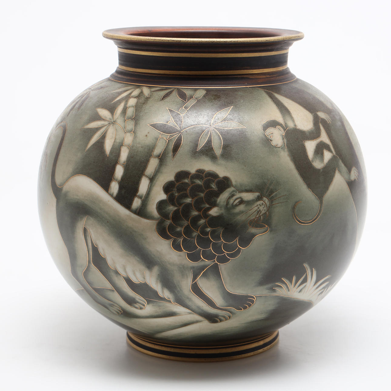 GUNNAR NYLUND. Florero, flambeado, decoración Olson.