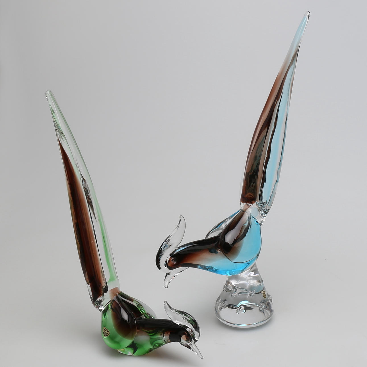 FIGURINER i glas, 2 st, Marcolin Art Crystal, Ronneby.