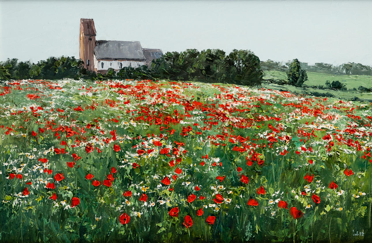 PETER WITT (GEB. 1966). Mohnblumen vor Keitumer Kirche.