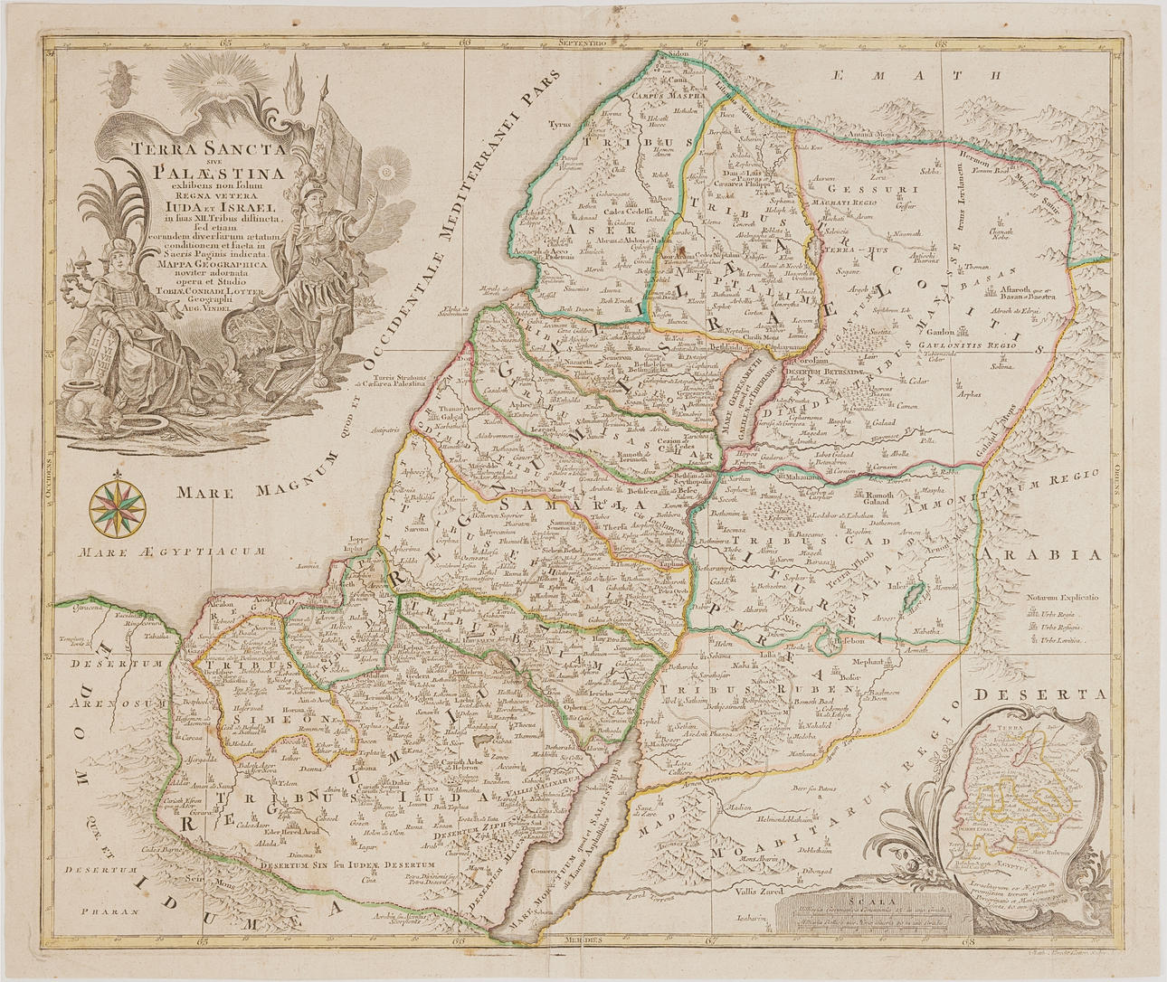 LOTERÍA, MAPA DE PALESTINA, CA 1760.