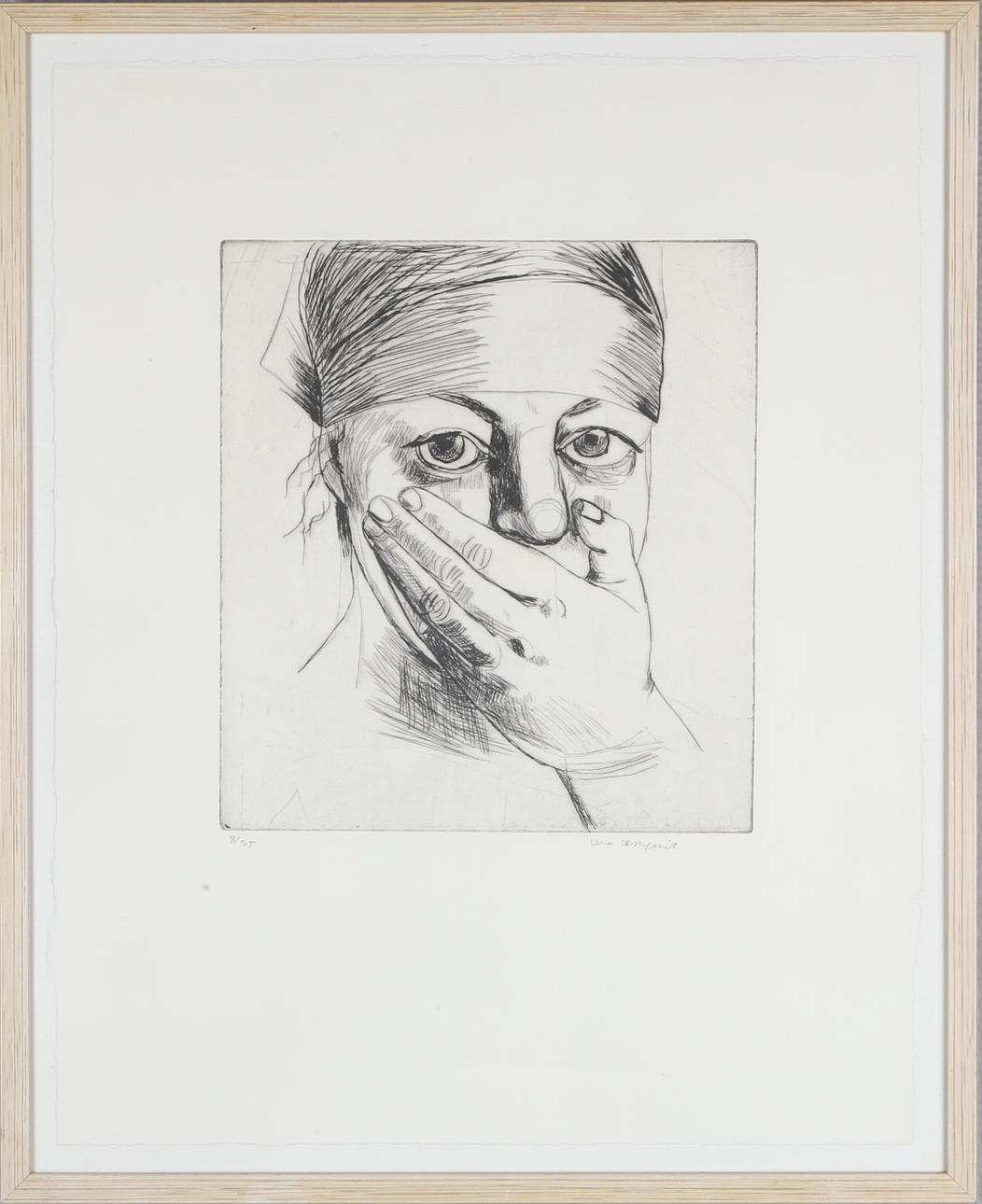 LENA CRONQVIST. Självporträtt, etsning, signerad och numrerad 8/35 Lena Cronqvist.