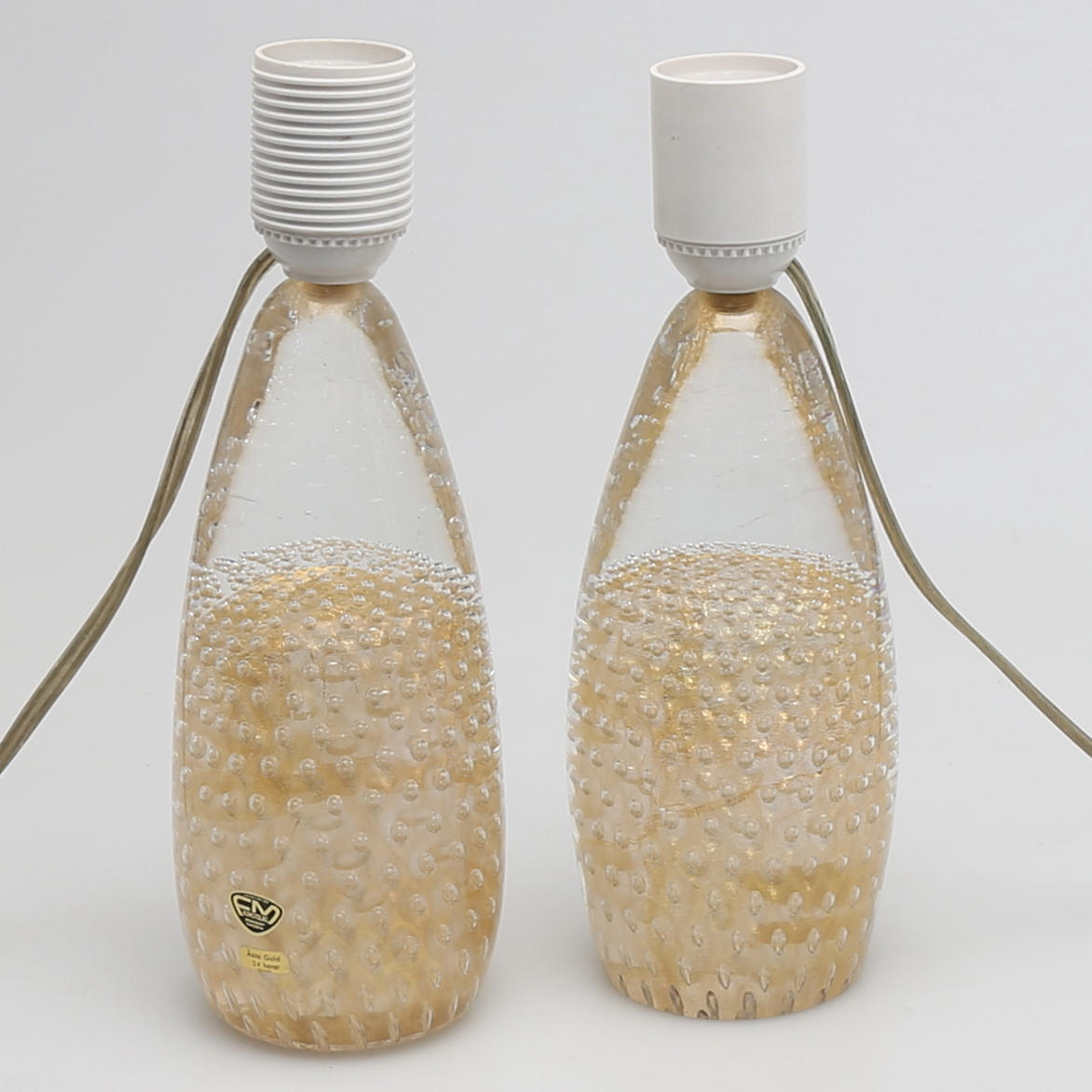 BORDSLAMPOR i glas och 24K guld, Marcolin Art Crystal, Ronneby.