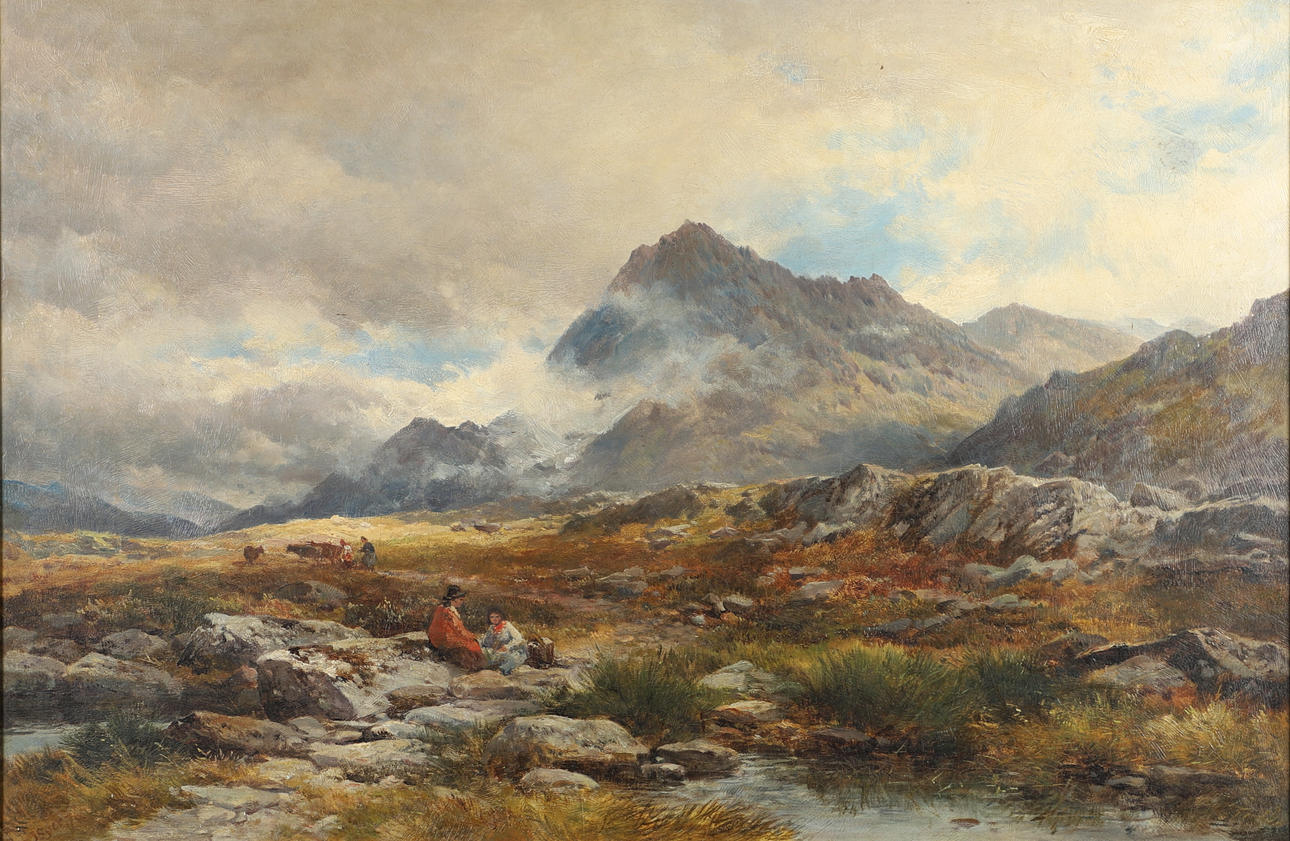JOHN SYER (1815-1885). FIGURES ON AN UPLAND HEATH (NORTH WALES?)