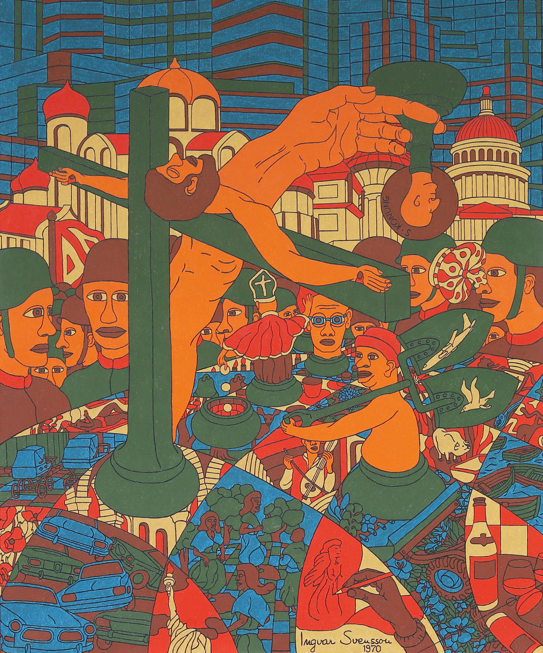 INGVAR SVENSSON. Composition, oil on canvas, signed and dated 1970.