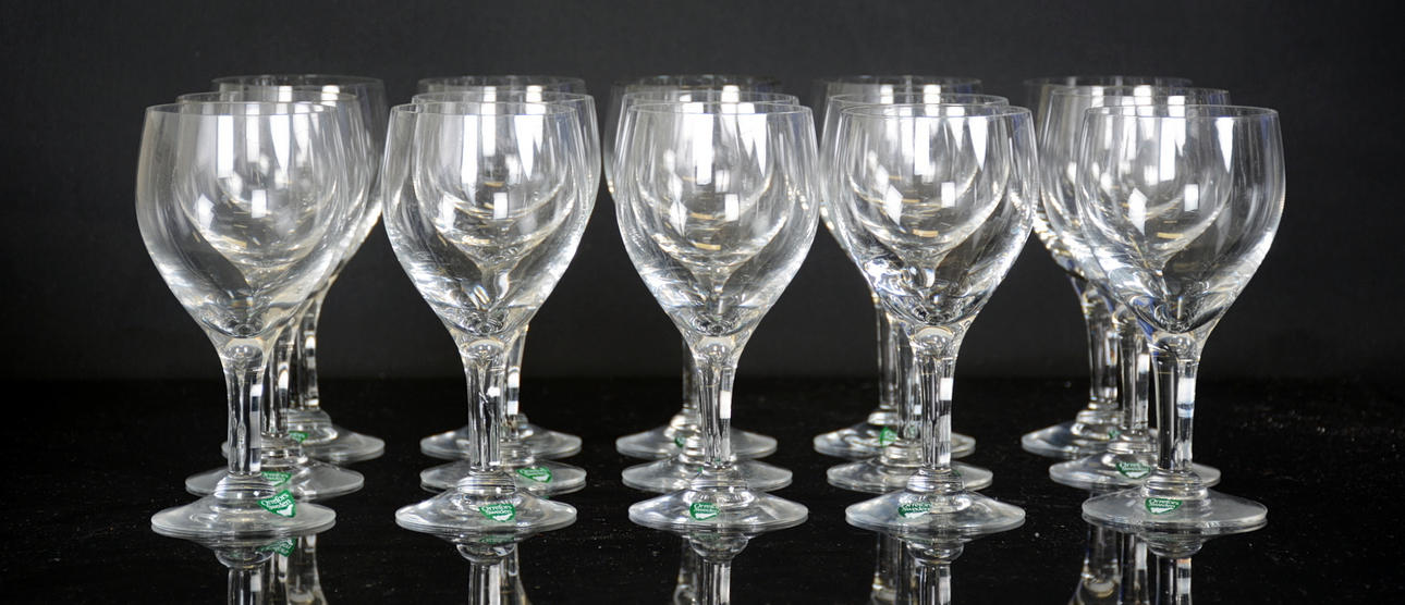VINGLAS, 15-stycken, Orrefors.