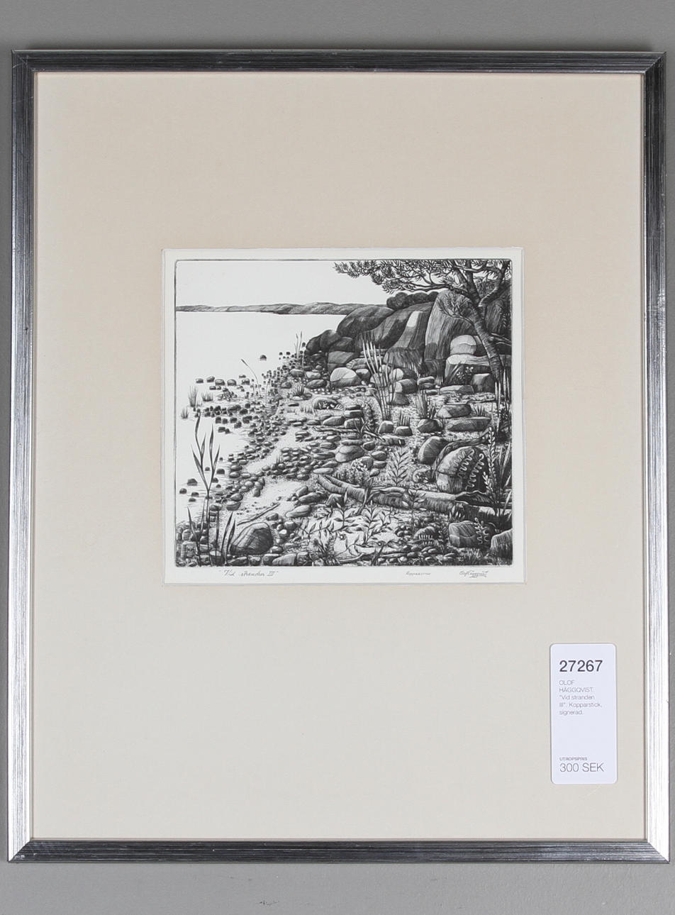 OLOF HÄGGQVIST. "Vid stranden III". Kopparstick, signerad.