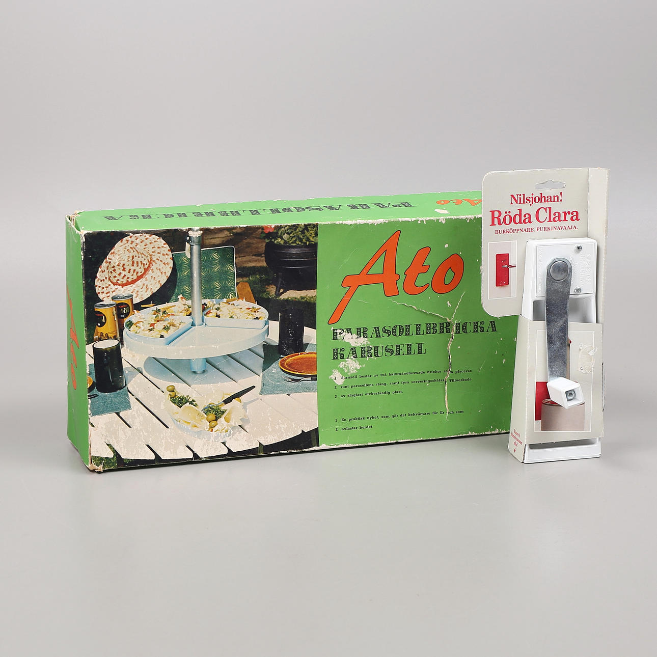 UMBRELLA TRAY, CAROUSEL, CAN OPENER, 1970s.