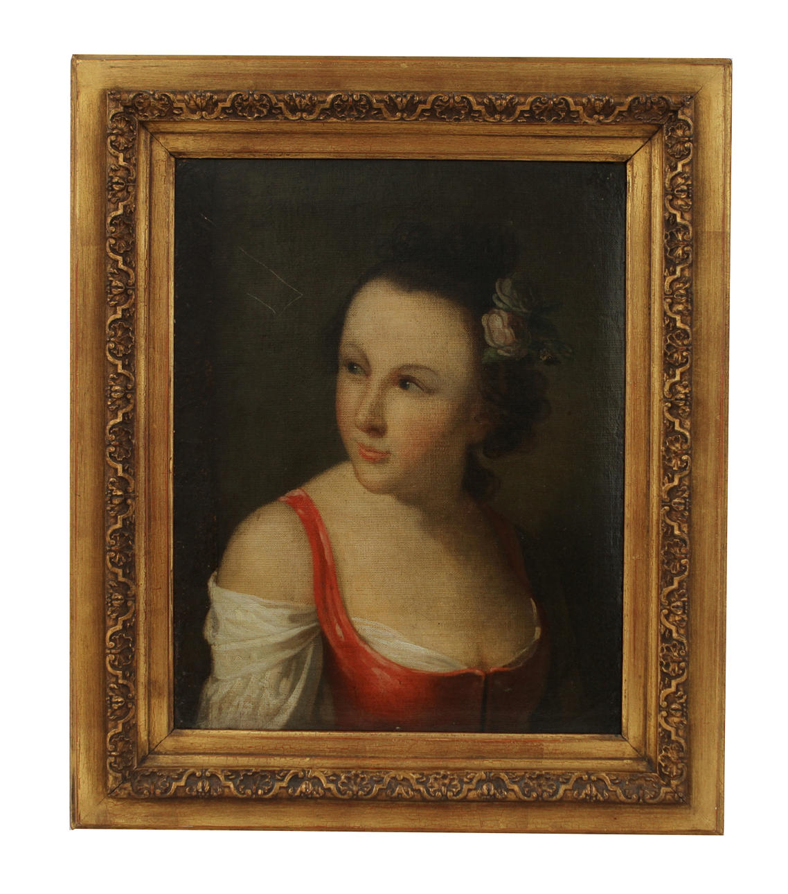 OKÄND KONSTNÄR. Olja på uppfodrad duk. 1700-tal.